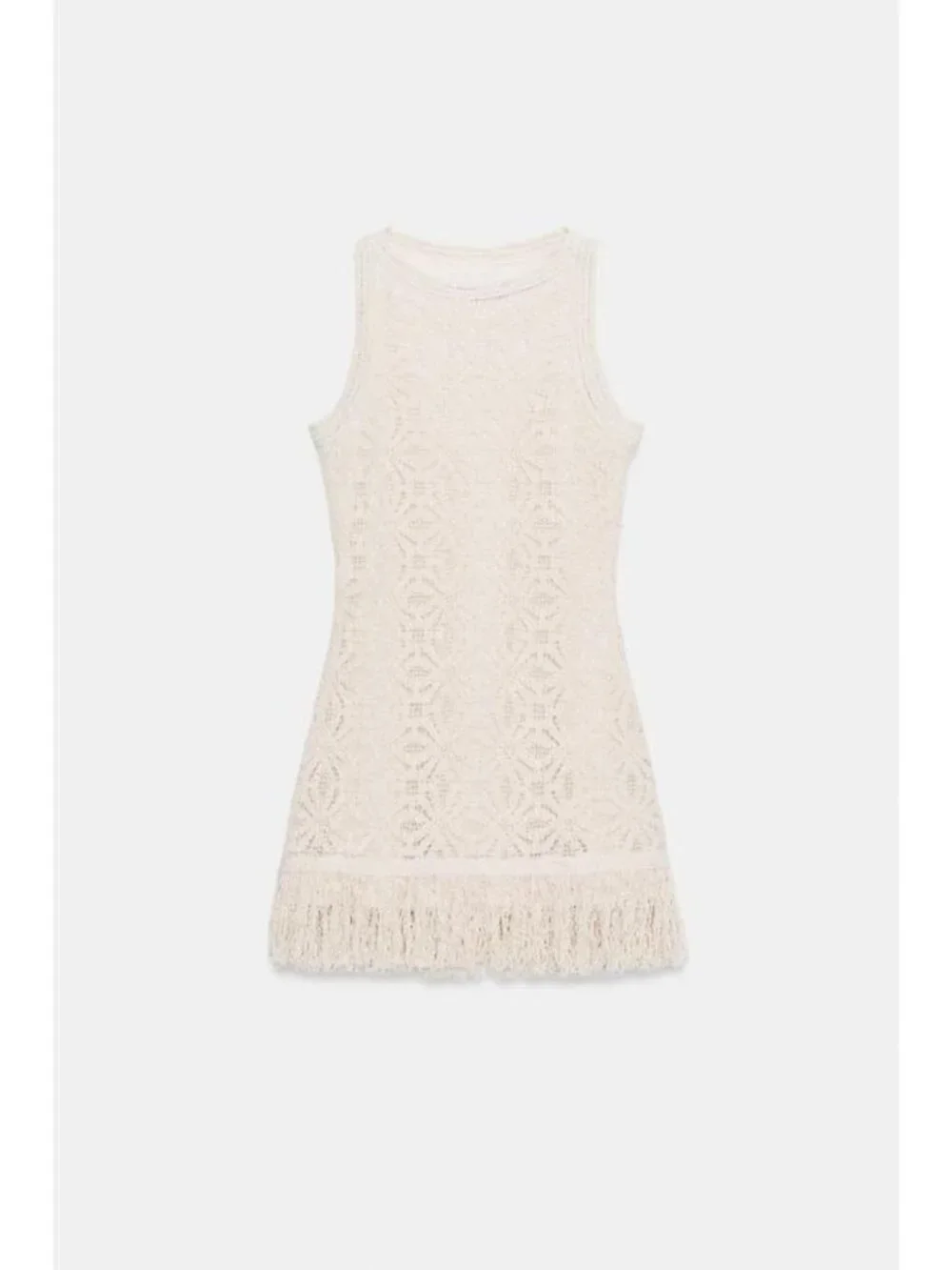 ZARA FRINGED CROCHET SHORT DRESS - Picture 7 of 9